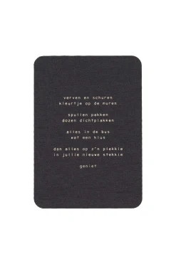 ZUSSS Kaartjes*linnen kaart nieuw stekkie antracietgrijs