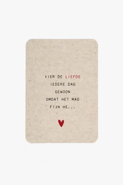ZUSSS Kaartjes*linnen kaart vier de liefde zand