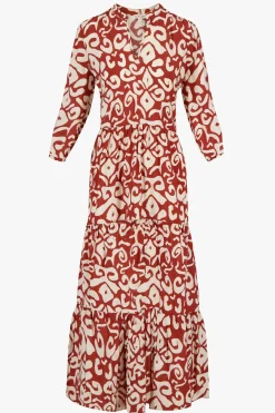 ZUSSS Jurkjes & Rokken*maxi jurk ornamentprint cacaobruin/zand