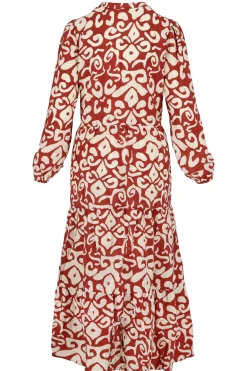 ZUSSS Jurkjes & Rokken*maxi jurk ornamentprint cacaobruin/zand