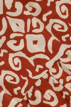 ZUSSS Jurkjes & Rokken*maxi jurk ornamentprint cacaobruin/zand