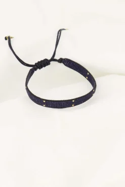 ZUSSS Armbandjes*miyuki armbandje stipje donkerblauw/goud