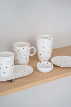 ZUSSS Servies*mok L hartjes wit/antracietgrijs