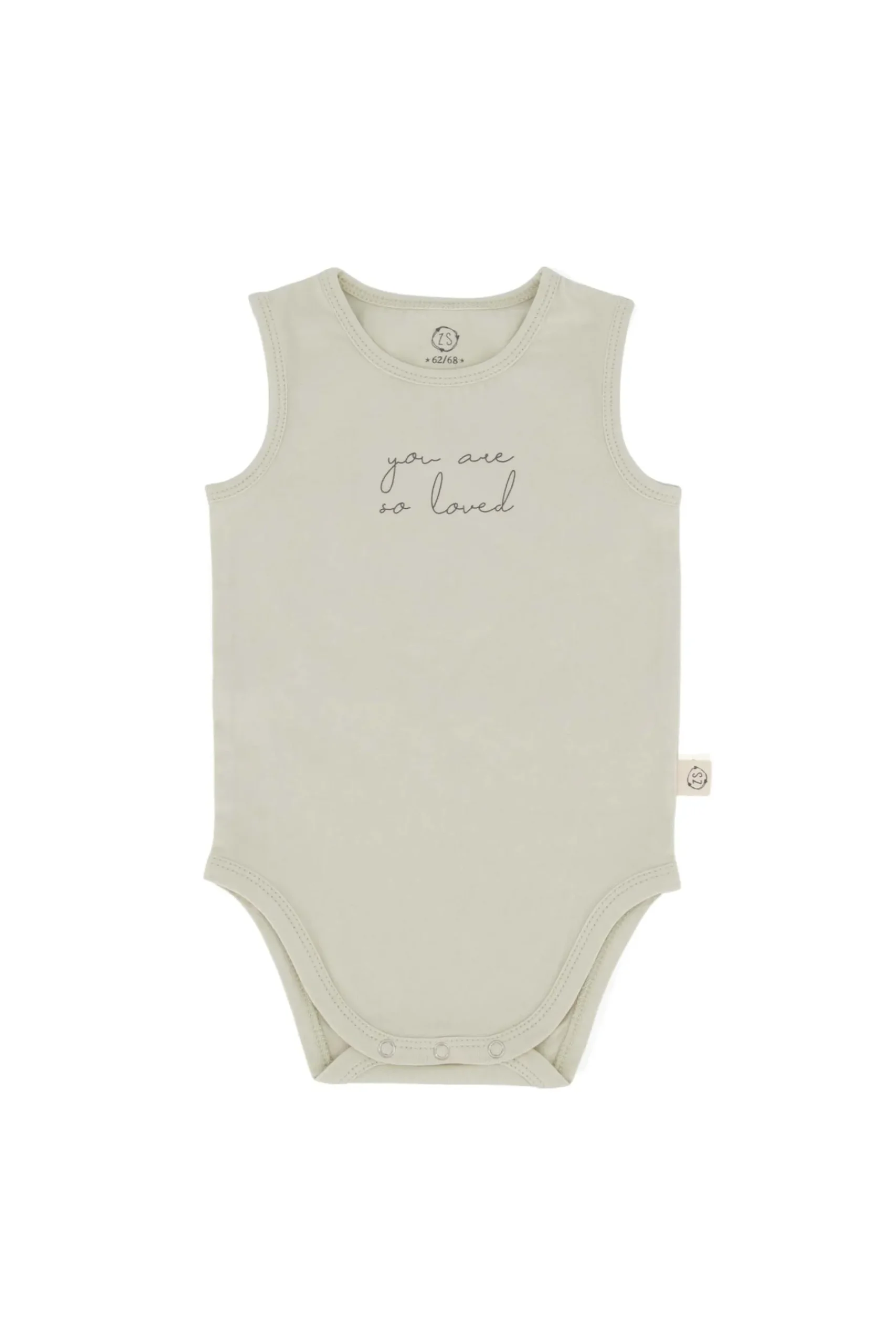 ZUSSS Baby*mouwloos rompertje so loved zand naturel