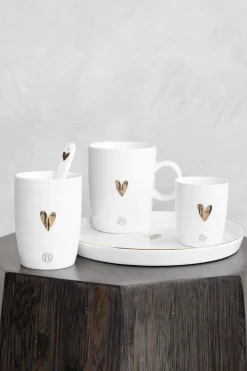 ZUSSS Servies*ontbijtbord goud hartje wit