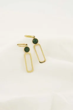 ZUSSS Oorbellen*oorbel met glassteen donkergroen