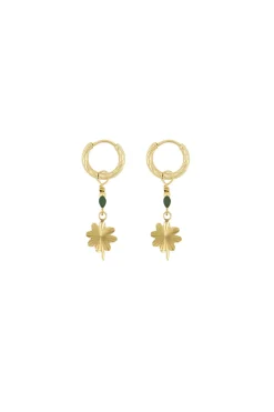 ZUSSS Oorbellen*oorbel met klavertje donkergroen