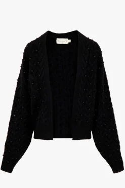 ZUSSS Vesten*openvallend vest met kraaltjes zwart