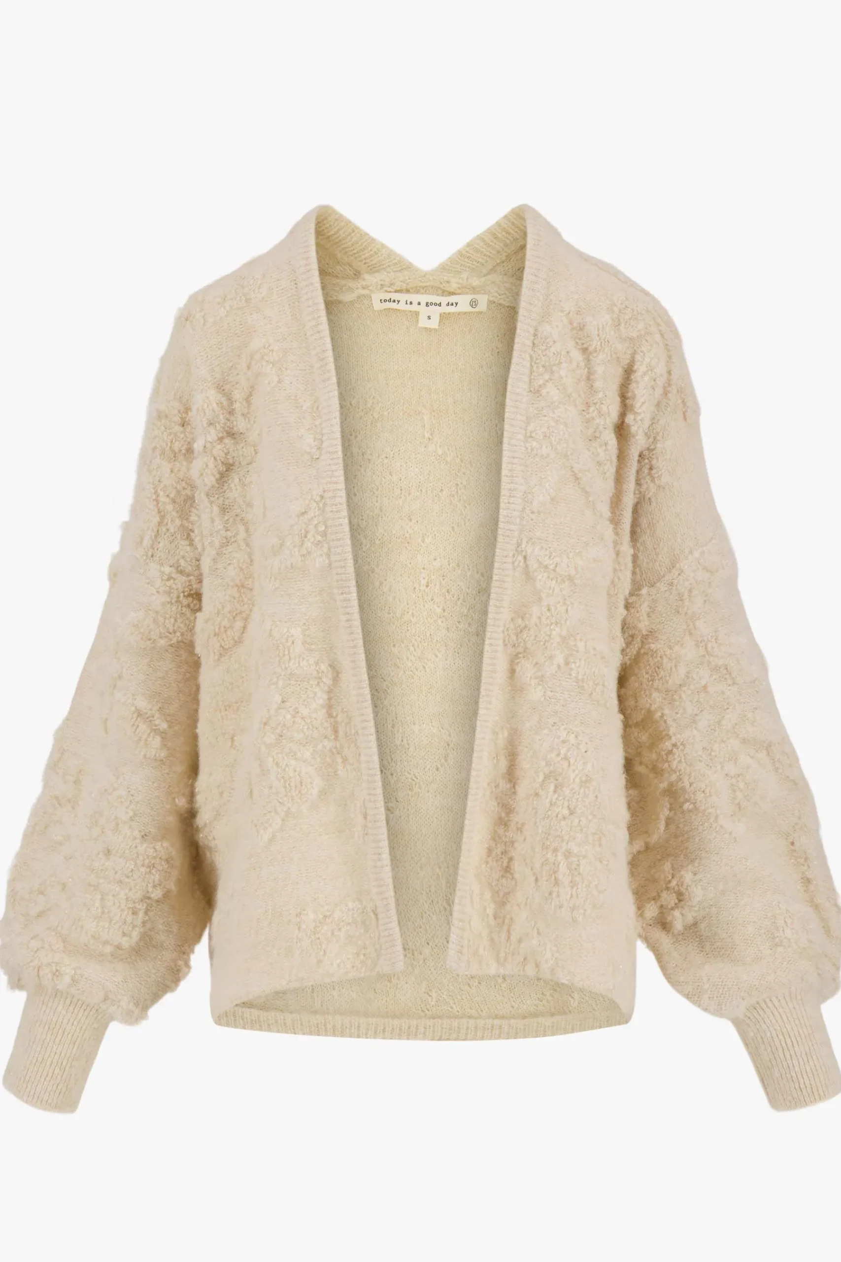 ZUSSS Vesten*openvallend vest met lurex jacquard creme