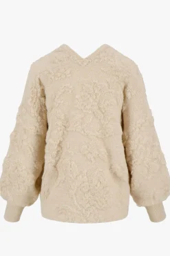 ZUSSS Vesten*openvallend vest met lurex jacquard creme