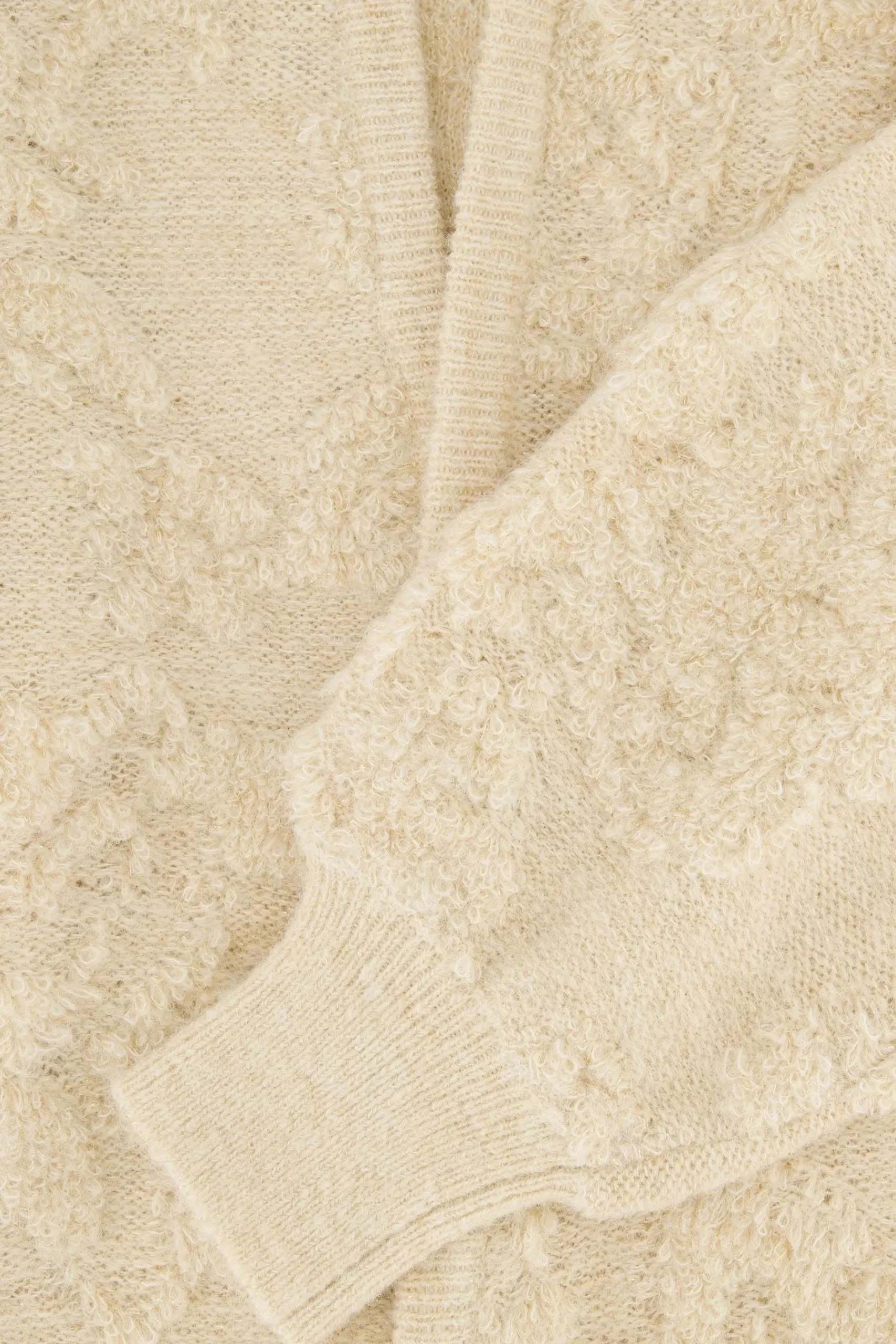 ZUSSS Vesten*openvallend vest met lurex jacquard creme