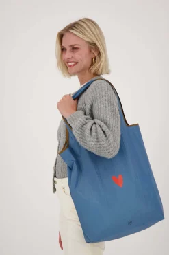 ZUSSS Schoudertassen & Handtassen*opvouwbaar boodschappentasje smile grijsblauw