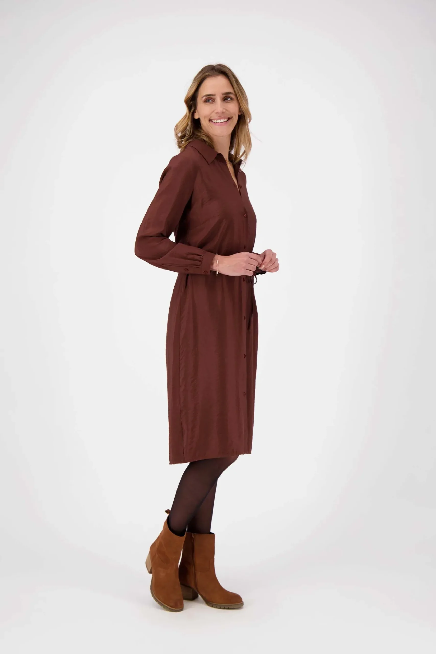 ZUSSS Jurkjes & Rokken*overhemdjurk chocoladebruin