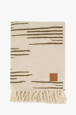 ZUSSS Plaids & Vloerkleden*plaid lijnenpatroon 130x170 /saliegroen zand/leem