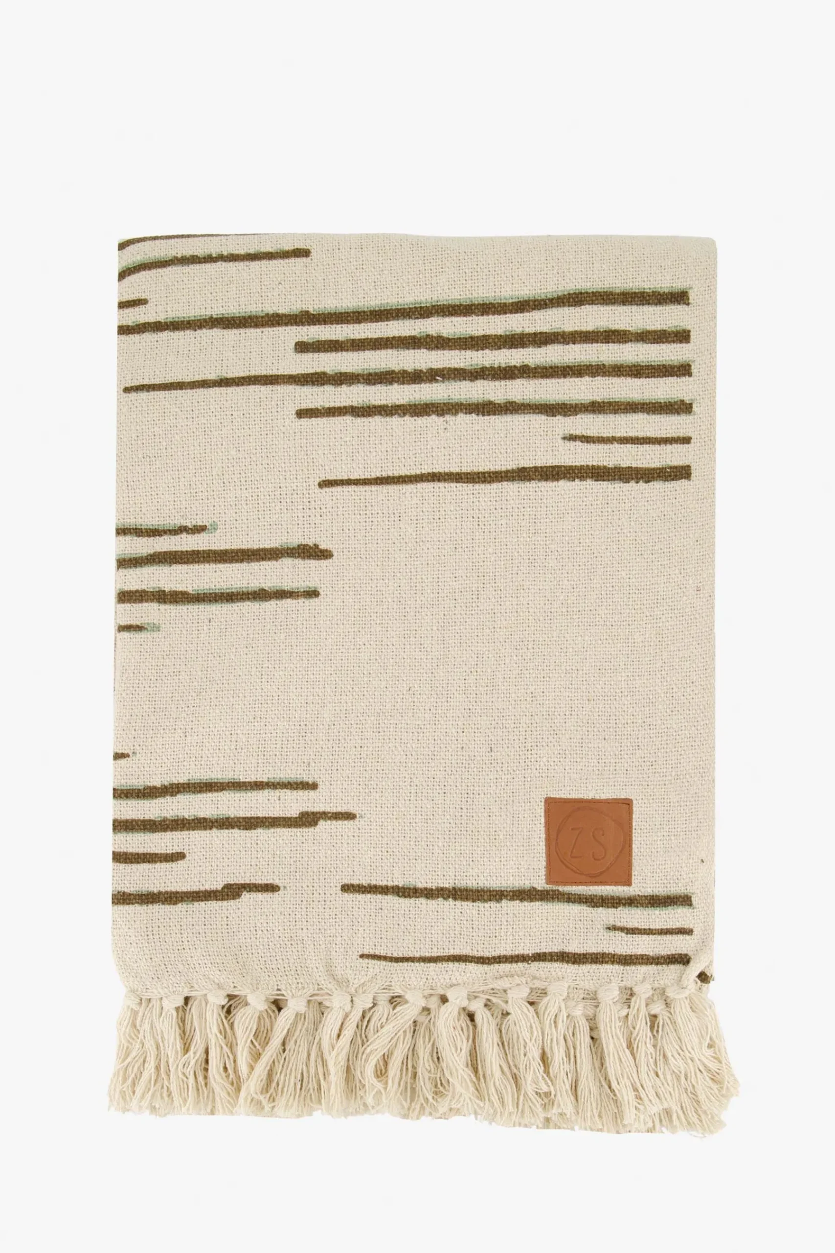 ZUSSS Plaids & Vloerkleden*plaid lijnenpatroon 130x170 /saliegroen zand/leem