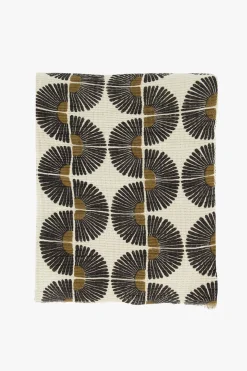 ZUSSS Plaids & Vloerkleden*plaid waaiers 130x170cm zand/antraciet/oker