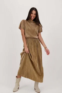 ZUSSS Jurkjes & Rokken*plisse rok goud champagne