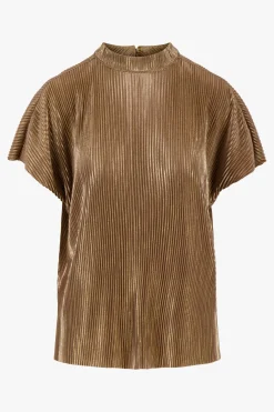 ZUSSS Tops*plisse turtle top goud champagne