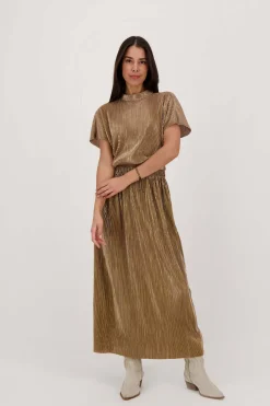 ZUSSS Tops*plisse turtle top goud champagne