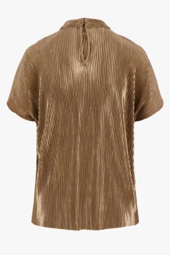 ZUSSS Tops*plisse turtle top goud champagne