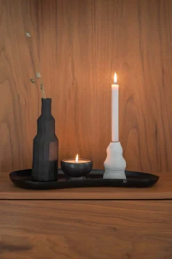 ZUSSS Vazen & Potten*polystone vaas lijnen zwart