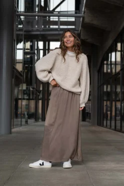 ZUSSS Jurkjes & Rokken*satijnen twill rok donkergroen