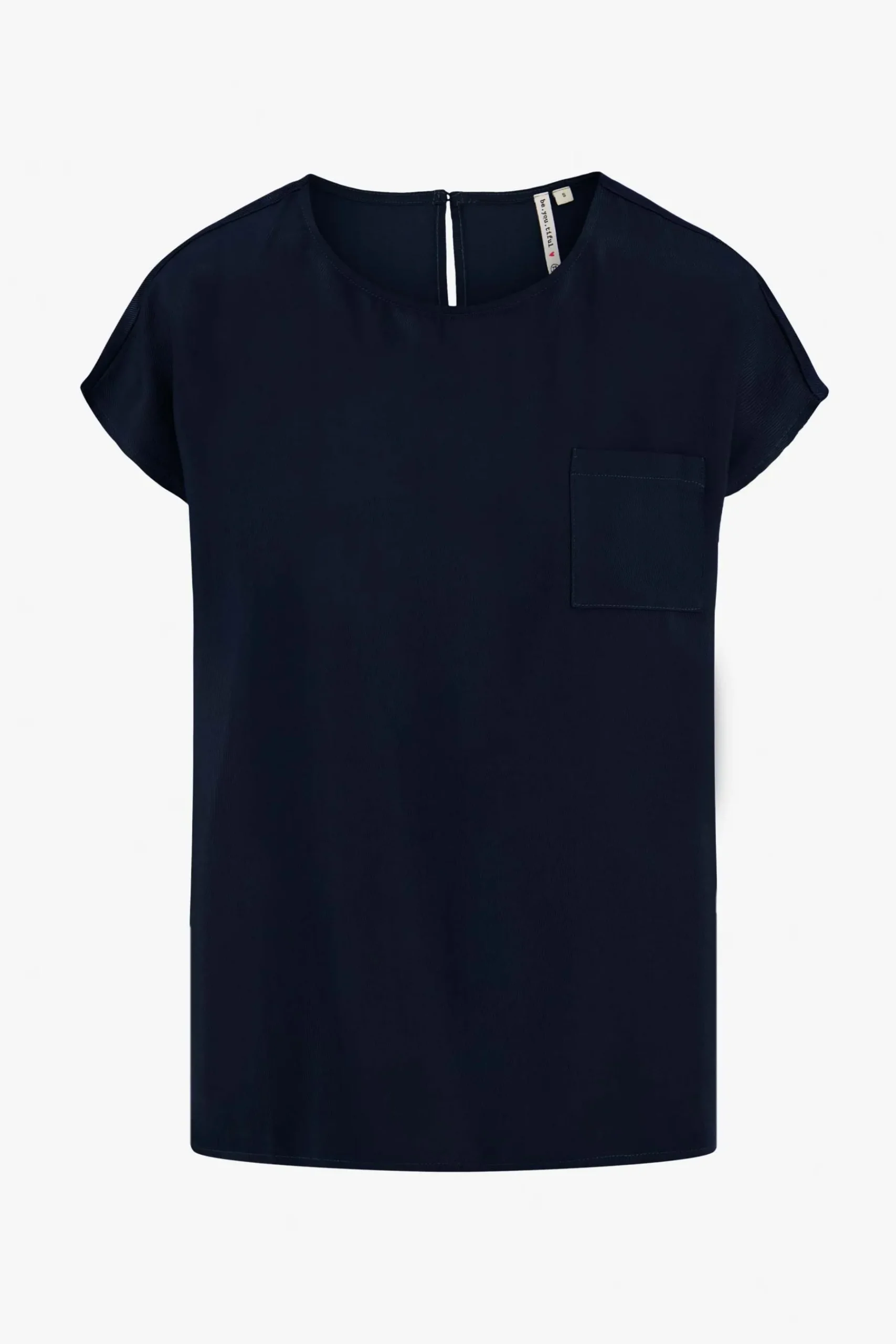 ZUSSS Tops*satijnen twill top met boothals donkerblauw