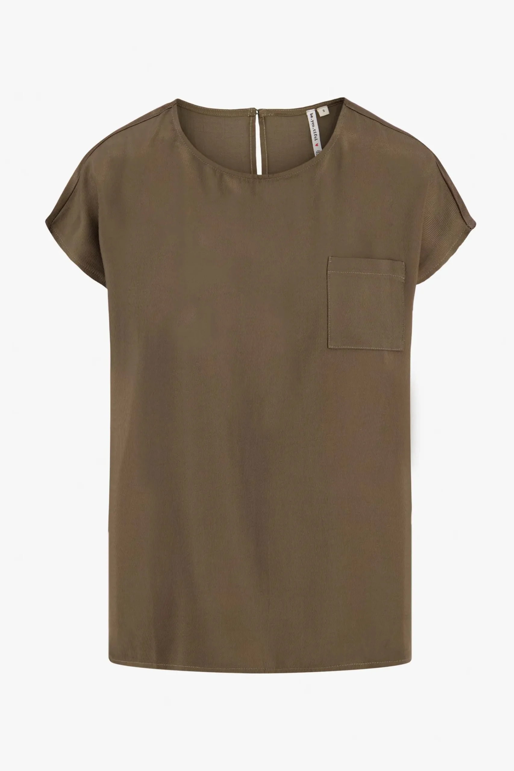 ZUSSS Tops*satijnen twill top met boothals donkergroen