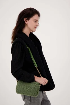 ZUSSS Schoudertassen & Handtassen*schoudertasje met stiksels donkergroen