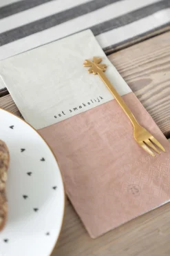 ZUSSS Keukentextiel*servetten eet smakelijk 11x20cm zand/terra roze zand/terraroze