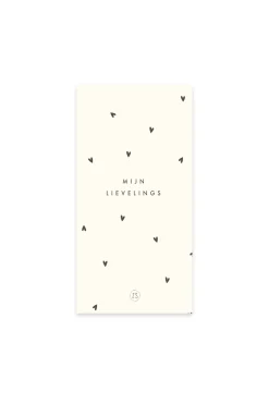 ZUSSS Servetten*servetten mijn lievelings hartjes 11x20cm wit/antracietgrijs