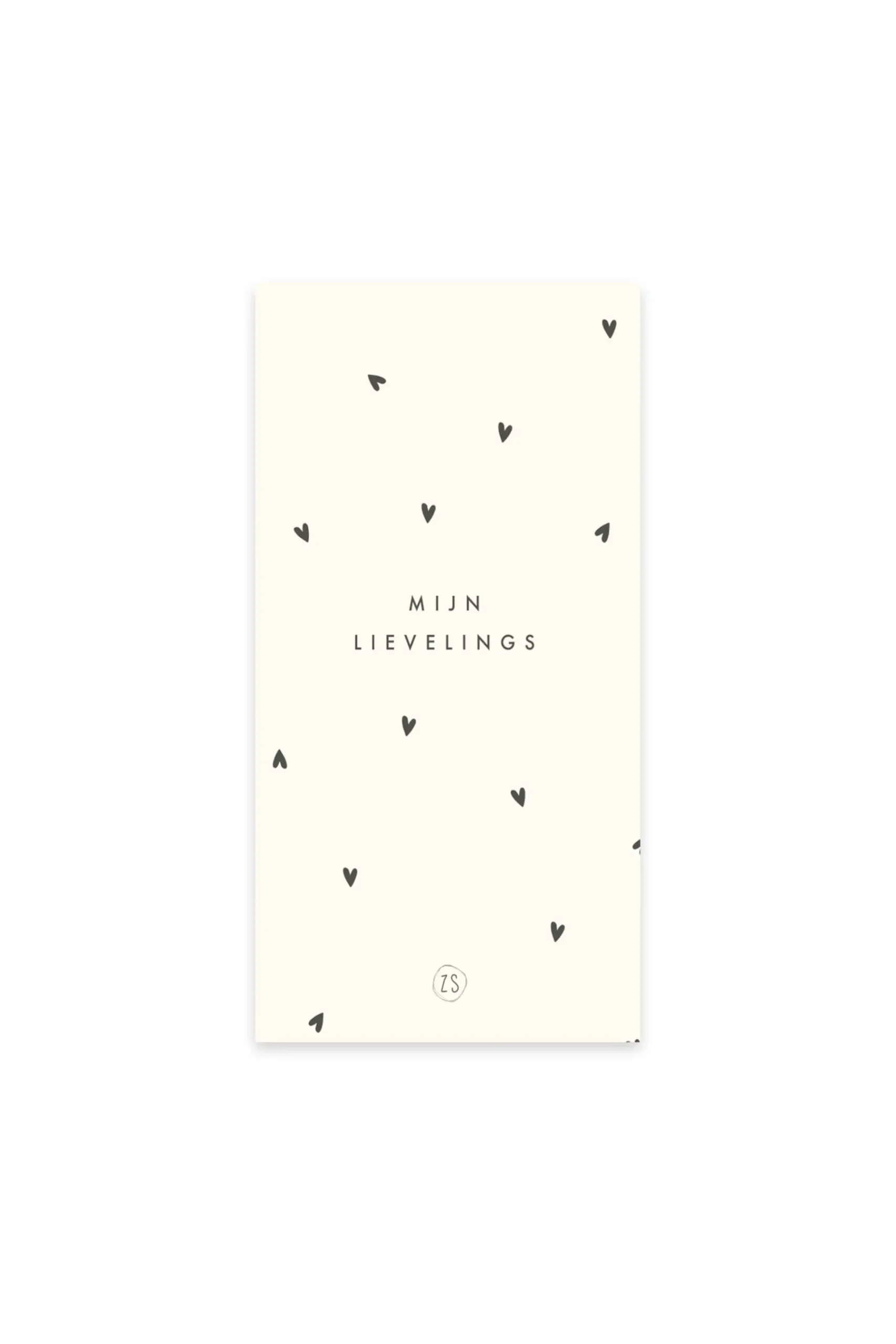 ZUSSS Servetten*servetten mijn lievelings hartjes 11x20cm wit/antracietgrijs