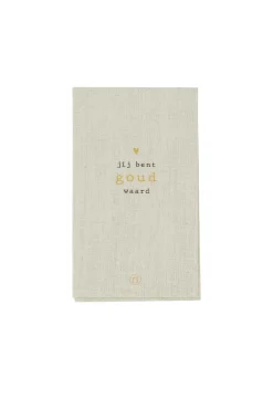 ZUSSS Servetten*servetten rechthoek 11x20cm jij bent goud waard linnen peper&zout