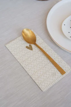 ZUSSS Servetten*servetten rechthoek 11x20cm hartjes zand