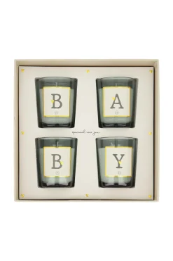 ZUSSS Kaarsen*set van 4 glaskaarsjes baby wit