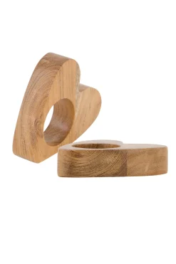 ZUSSS Keukenaccessoires*set van 2 houten servetringen/eierdopjes donkerbruin