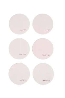 ZUSSS Keukenaccessoires*set van 6 onderzetters met tekst rood/wit