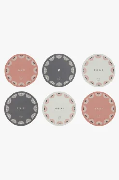 ZUSSS Keukenaccessoires*Set van 6 onderzetters rond zand/antracietgrijs/terra roze zand/antracietgrijs/terraroze