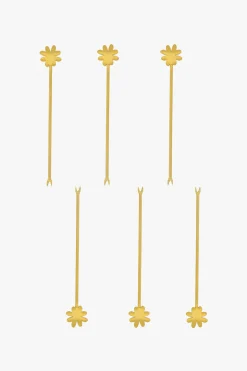 ZUSSS Bestek*set van 6 prikkers klaver goud