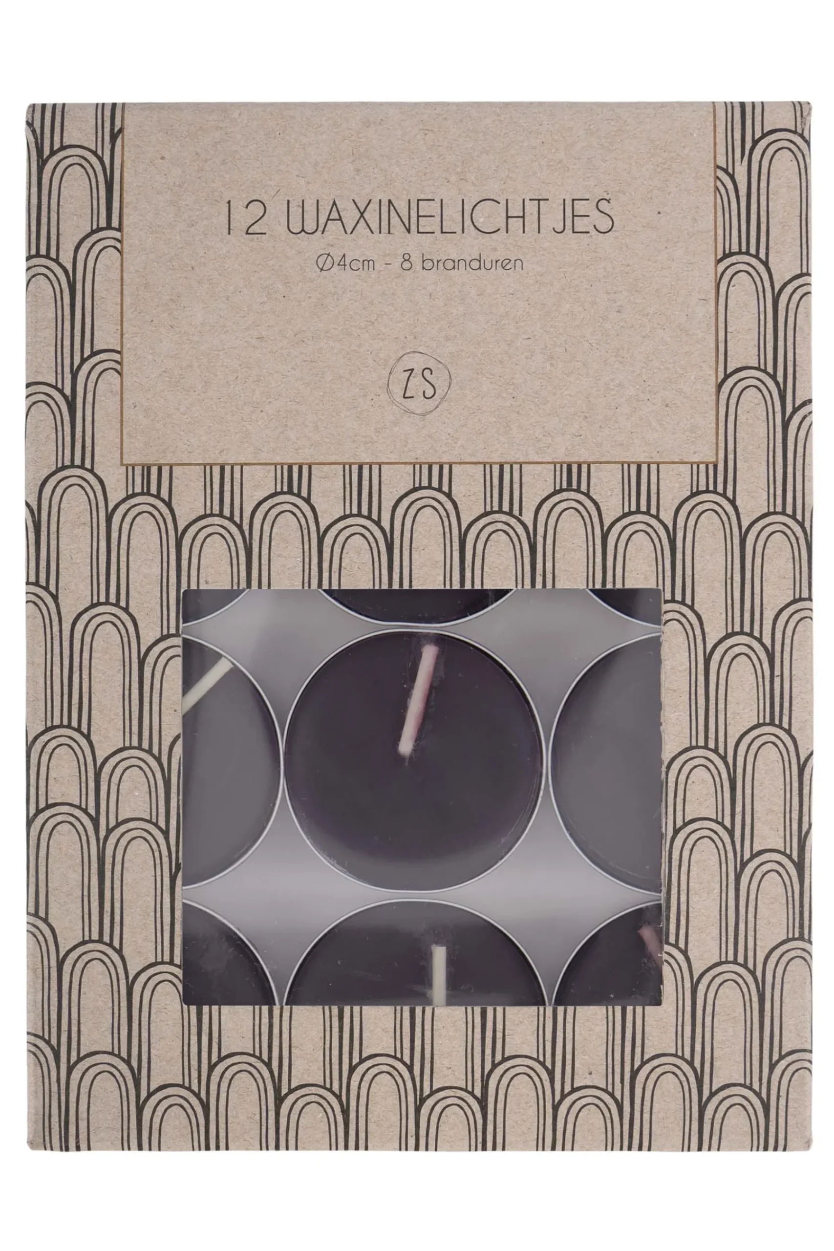 ZUSSS Kaarsen*set van 12 waxinelichtjes zwart
