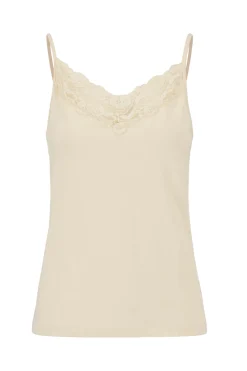 ZUSSS Tops*spaghetti top met kant creme