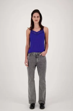 ZUSSS Tops*spaghetti top met kant kobaltblauw