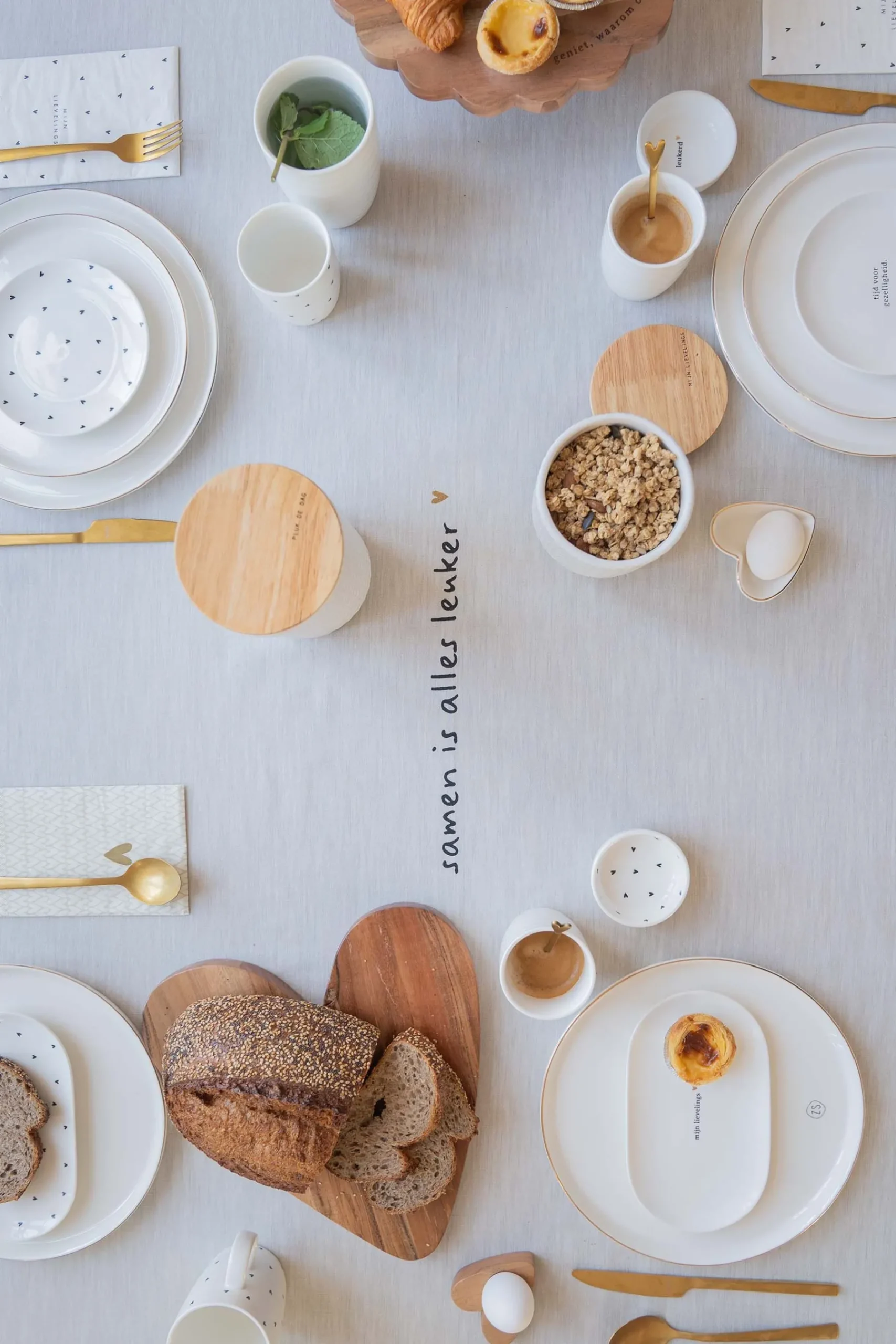 ZUSSS Keukentextiel*tafelkleed tijd voor gezelligheid 250x150cm peper en zout peper&zout