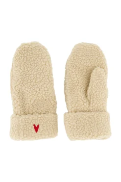 ZUSSS Sjaals & Accessoires*teddy wanten incl hart borduur creme