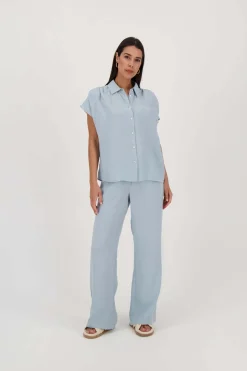 ZUSSS Broeken & Jeans*tencel broek grijsblauw