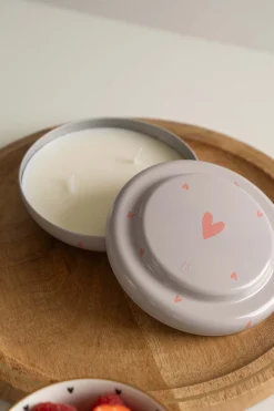 ZUSSS Geurkaarsen*tinnen geurkaars bamboe hartje zand koraal zand/koraal