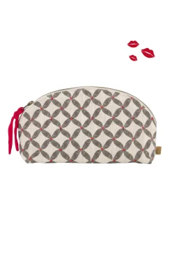 ZUSSS Toilettassen*toilettas print antracietgrijs/roze rood antracietgrijs/rozerood