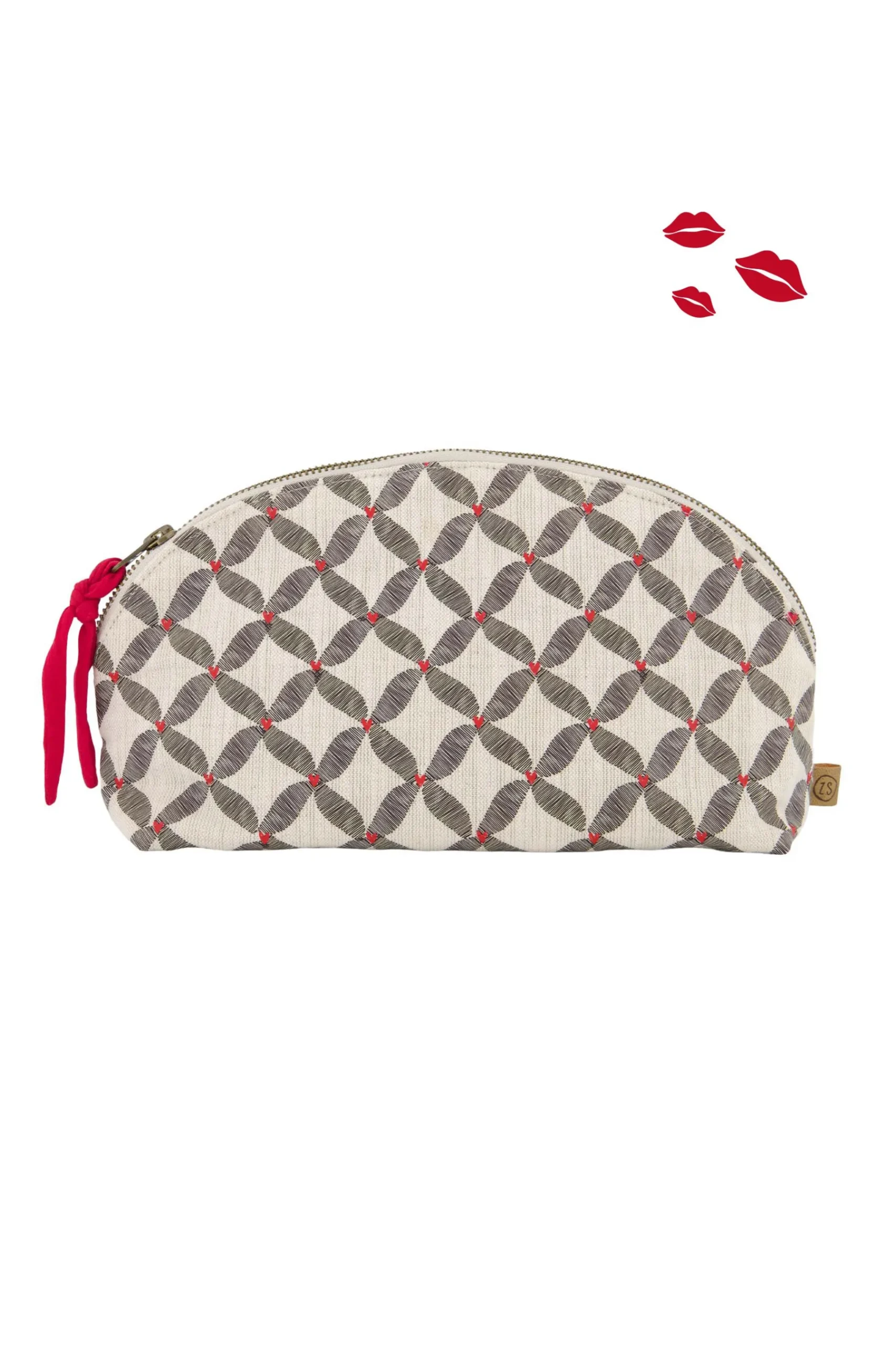 ZUSSS Toilettassen*toilettas print antracietgrijs/roze rood antracietgrijs/rozerood