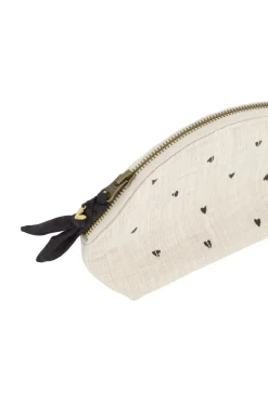 ZUSSS Toilettassen*toillettasje hartjes linnen/antracietgrijs