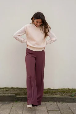 ZUSSS Tops*top met lange mouwen en col zachtroze